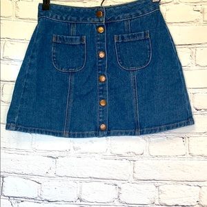 Melville Denim Blue Jean Button Front Mini Skirt Size 23